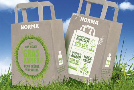 NORMA: Umweltschutz mit Einkaufstüten aus Gras