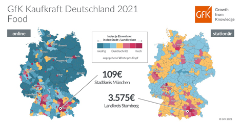 Grafik Bild des Monats: GfK Kaufkraft für Food, Deutschland 2021. Foto © GfK