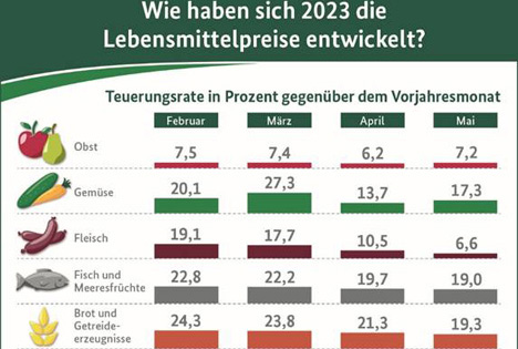 Infografik / BZL auf einen Blick: Wie haben sich 2023 die Lebensmittelpreise entwickelt?