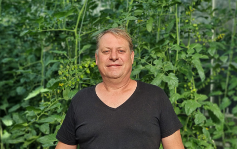 Rolf Etter im Tomaten-Gewächshaus. Foto © LID