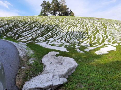 Hagel bei Grünland in Oberösterreich. Foto © Österreichische Hagelversicherung